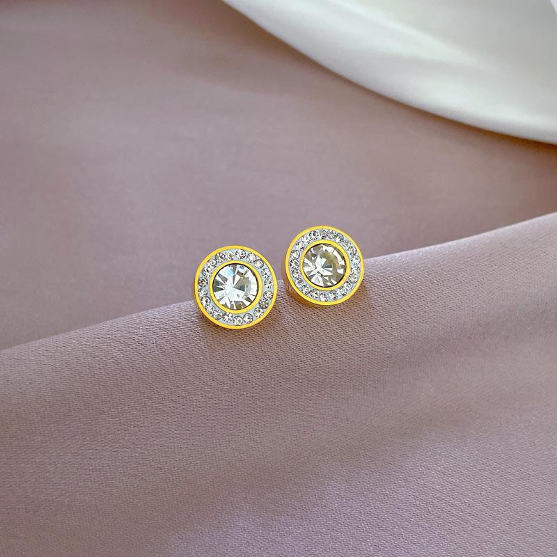 Full Diamond Zircon Minimalist Stud Earrings Cold Men'S And Women'S Earrings Personality Temperament Banquet Earrings