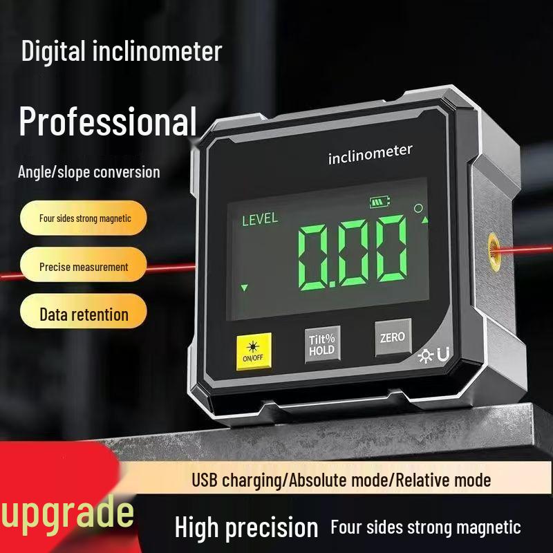 Smart Dual Laser Digital Inclinometer with Large Screen & Strong Magnetic Base