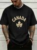 Unisex Crew Neck Canada Maple Leaf Letter Print Short Sleeve Cotton Tee Casual Summer Streetwear Loose Basic Daily Outdoor Wear Top