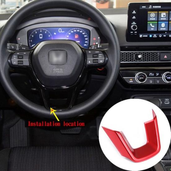 ABS Red Inner Steering Wheel Decor Panel Cover Trim For Honda Civic 11th 2022