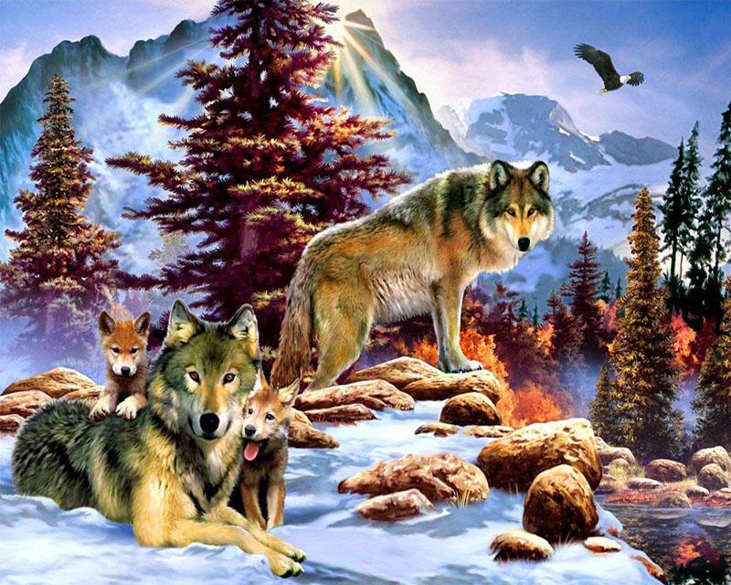 5D DIY Diamond Painting Animal Wolf Full Square/Round Diamond Embroidery Cross Stitch Mosaic Handmade Gift
