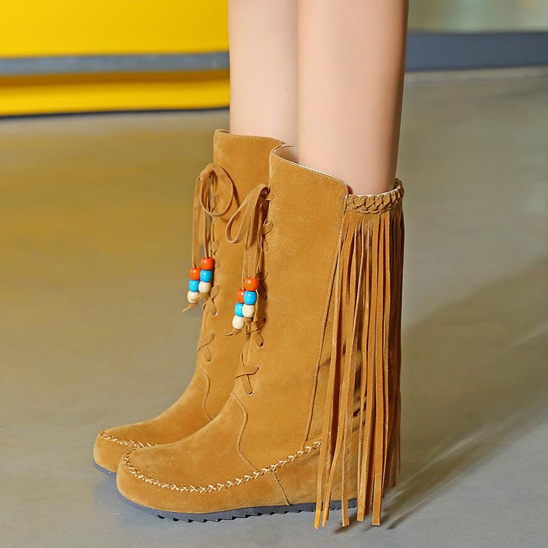Inner heightening short boots large size women's shoes round head - women's boots Martin boots matte
