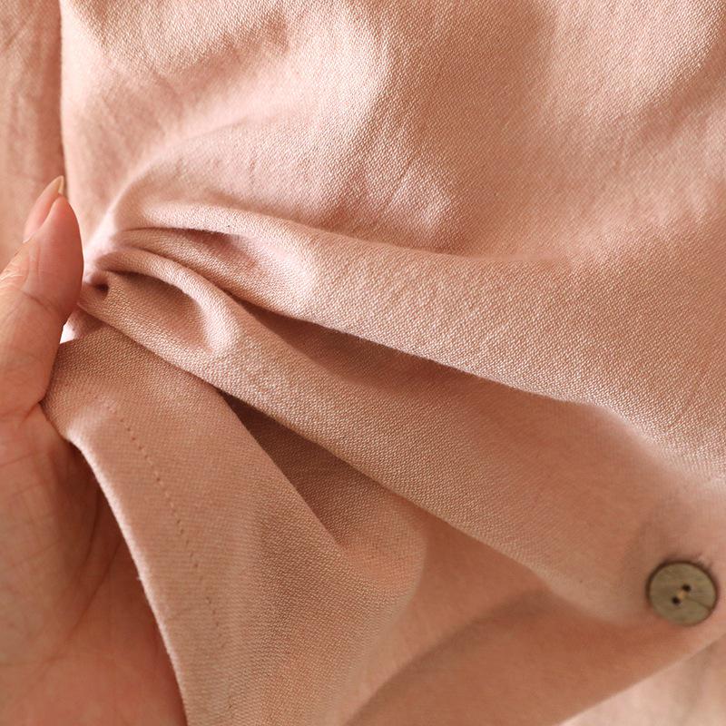 Women's 100% Cotton Long Sleeve Pajama Set, Lightweight Summer Double Layer Gauze, Solid Color Design.