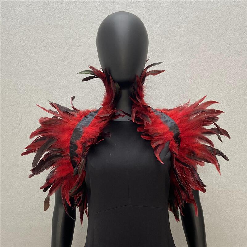 Feather Shawl Cape Costume Cloak With Faux Fur For Performance And Dance Shows