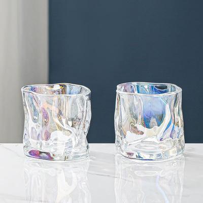 280ml 2er Set Unregelmäßiges Cocktailglas Bar Party Trinkutensilien Buntes Twist-Glas Sommer Saft Tee Limonade Getränkebecher