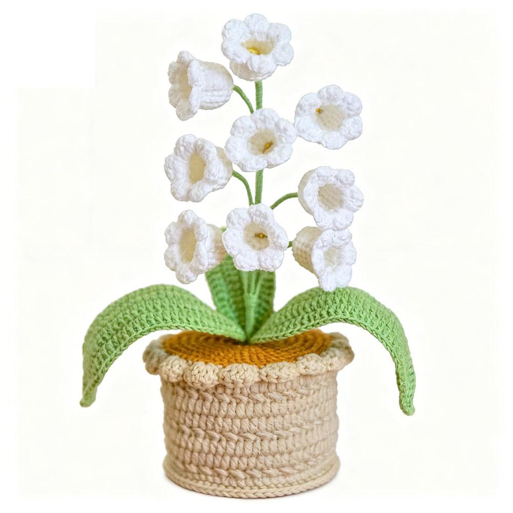 Lily of The Valley Lamp,Crochet Artificial Flowers with Night Lights,Cordless Table Lamp- Women Gift Ideas,Desk Home Decorations