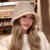 New Fisherman Hat Women's Autumn and Winter Suede Hat Showing Face Small Baotou Cold Hat Large Head Circumference Drawstring Curled Confinement Hat