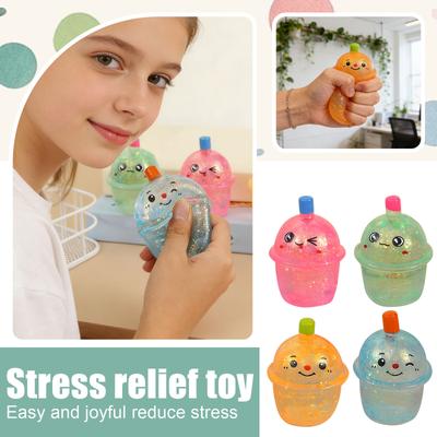 Quatre Jouets Mous à Décompression Lente, Boules Anti-Stress pour Adultes, Jouets pour Doigts Ultra-Doux à Décompression Lente, Soulagement du Stress, Accessoires de Bureau.