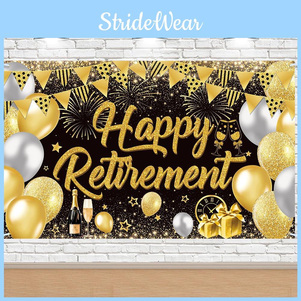Retirement Black Golden Theme Decoration Background Cloth Party Event Props
