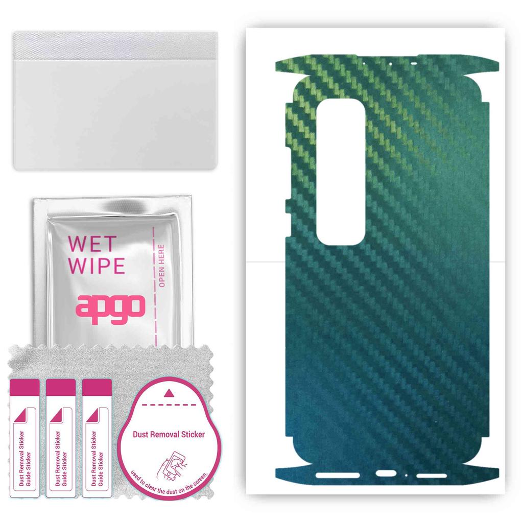 apgo Protective Skin Sticker for the back+sides compatible with Xiaomi Mi 10 Ultra, Full Wrap Film, Foil, Vinyl - Pattern Carbon Chameleon CAKA1