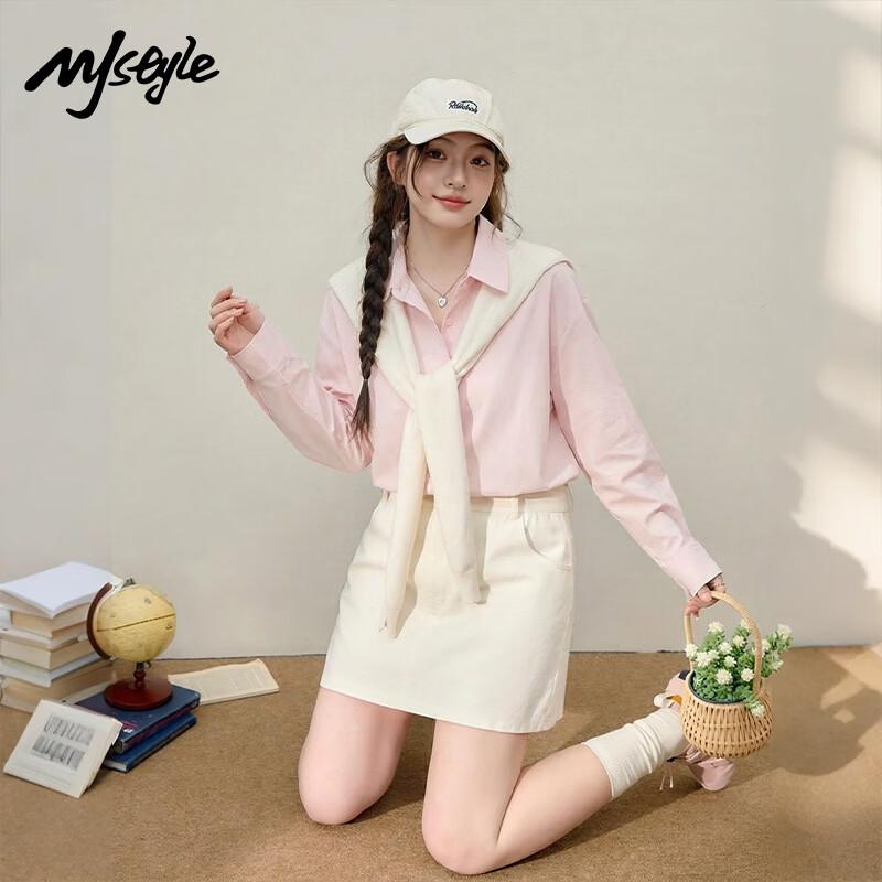 

MJ STYLE Women s Cotton Long Sleeve Shirt & Shawl Set S