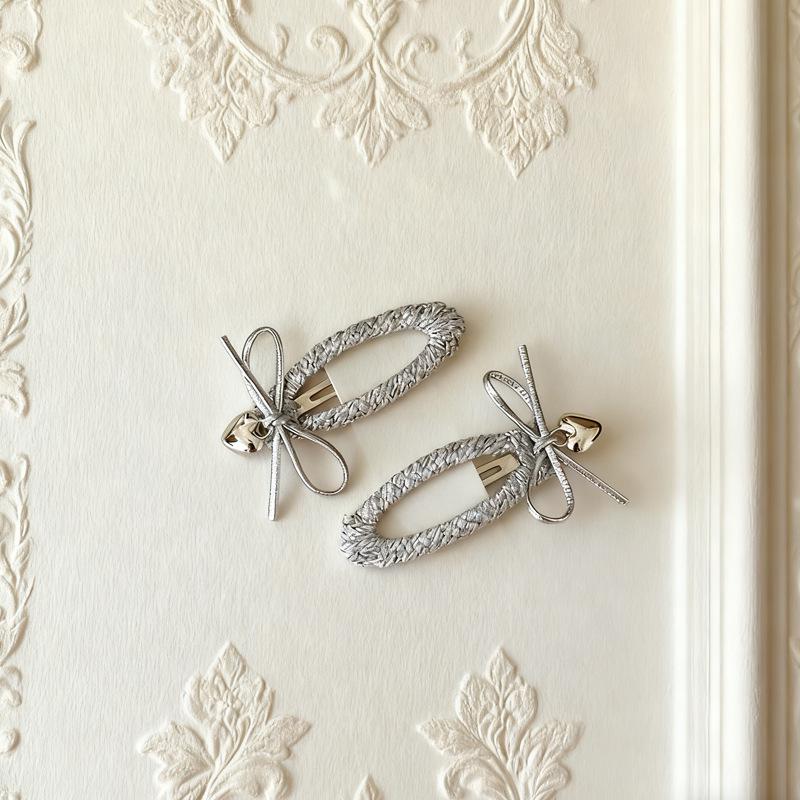 Korean-Style Pink Ribbon Heart Hair Clip for Kids