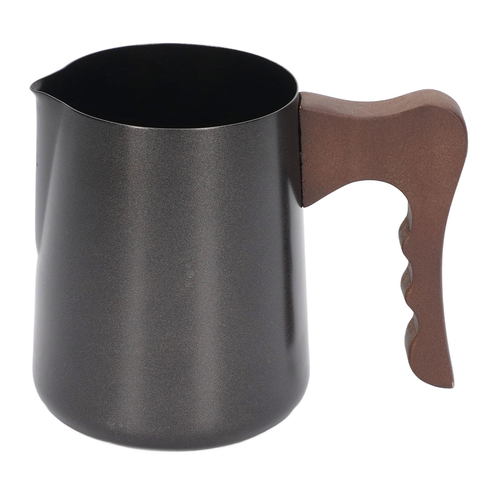 

600ml Coffee Pitcher Stainless Steel Beech Handle Eagle Mouth Type Outlet Coffee Frothing Cup