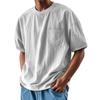 Men's Summer Solid Color Round Neck Loose Pocket Short Sleeve Top