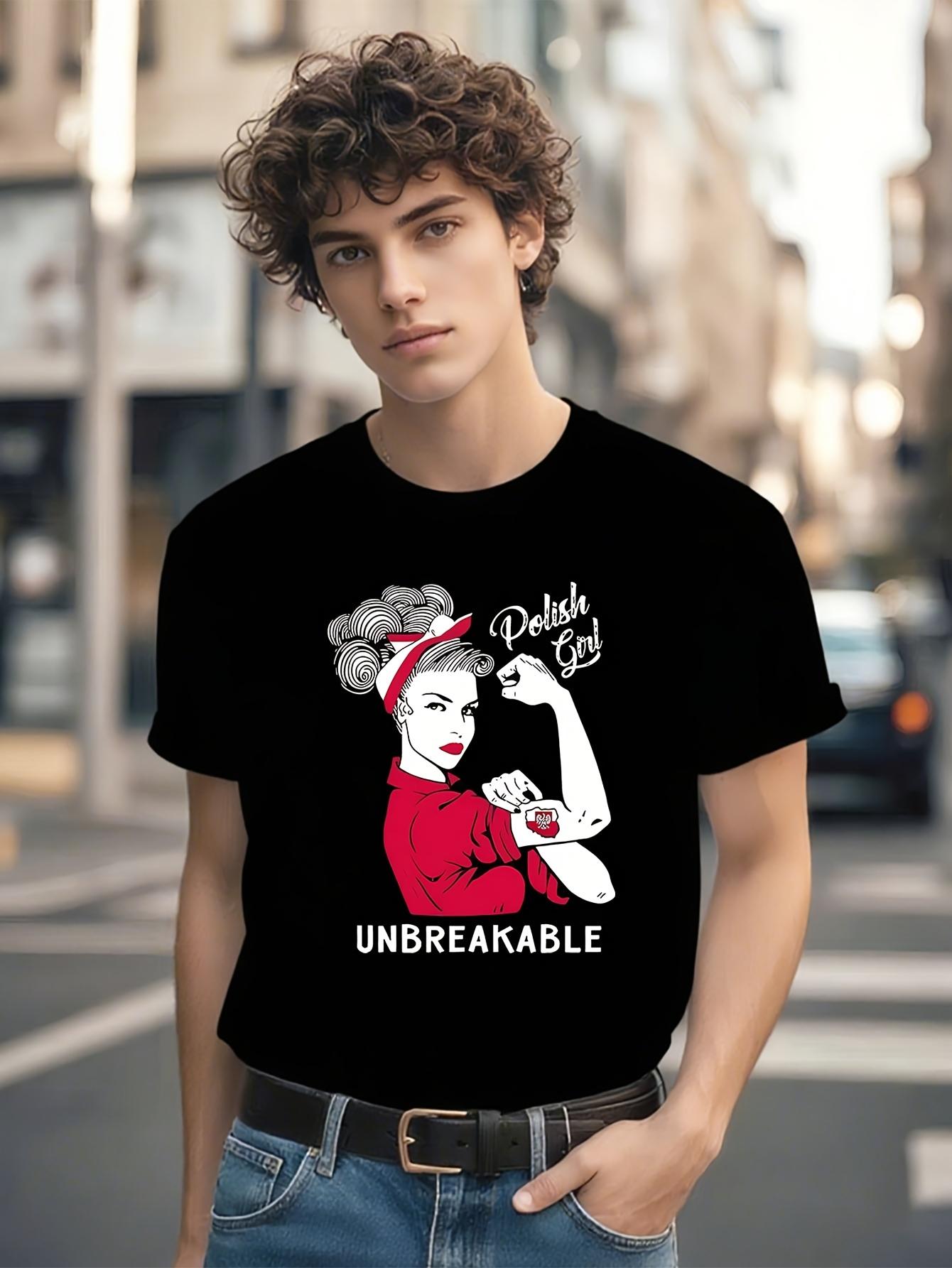 Funny Polish Flag Graphic T-shirt - Unbreakable Polish Girl Slogan M