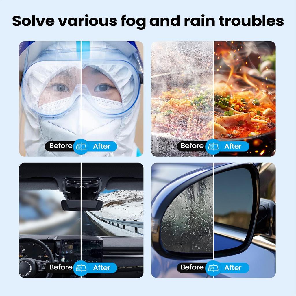 120ml Car Windows Anti-Fog Spray Long-Lasting Rain Repellent Clear Vision for Windshield, Driving in Rainy & Humid Weather