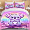 10 Size Cartoon Koala Print 3PCS 1Quilt Cover 2Pillow Cases Bedding Set Duvet Set Comforter Bed Set Queen King Size Home Textile