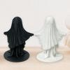 3D Printed Cute Ghost Figurine, Minimalist Home Decor, Matte Black & White Dual Colors, Stable Base for Living Room Entryway & Halloween Gift