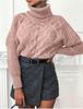 European & American 2024 Autumn/Winter Loose High Neck Cable Knit Women's Sweater
