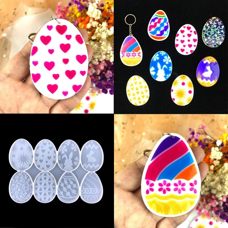 Diy Easter Egg Bunny for Key Pendant Decorative Silicone Mold Easter Day Series Charms Resin Casting Mold for Home Decor