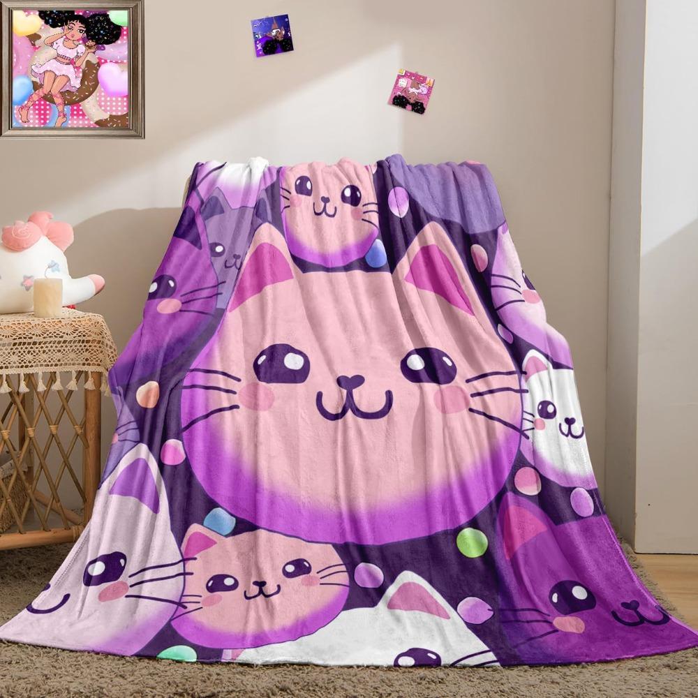 Cute Throw Blankets Girls Purple Blanket for Adults Kids Cat Throw Blanket for Bed Couch Living Room