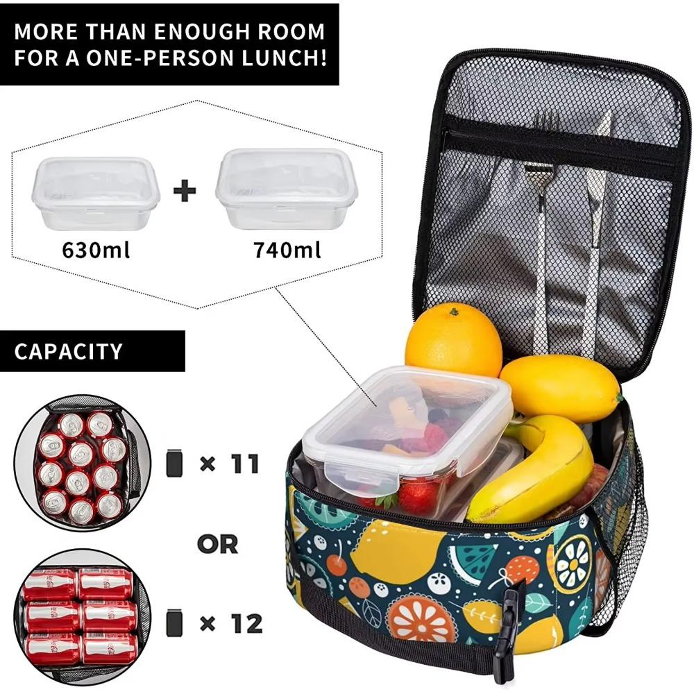 Colorful Fresh Fruits Summer Totes Lunch Bag Portable Insulated Lunch Box Back To School Picnic Office Travel