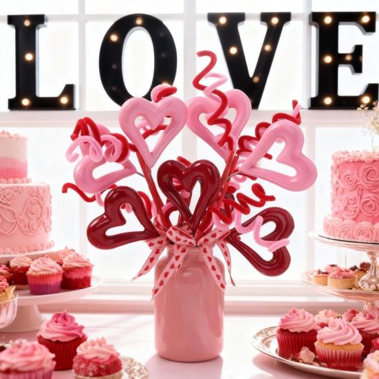 Valentines Day Decorations Red Heart Berries Picks Artificial Valentines Day Floral Cuttings for Home Office Wedding Anniversary Party Decor Romantic