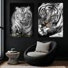 Schwarz-Weiß Blauäugiger Tiger Leinwandbild Wildtier Wandkunst Poster Löwenkopf Drucke Leopard Leinwandbild Bürodekoration