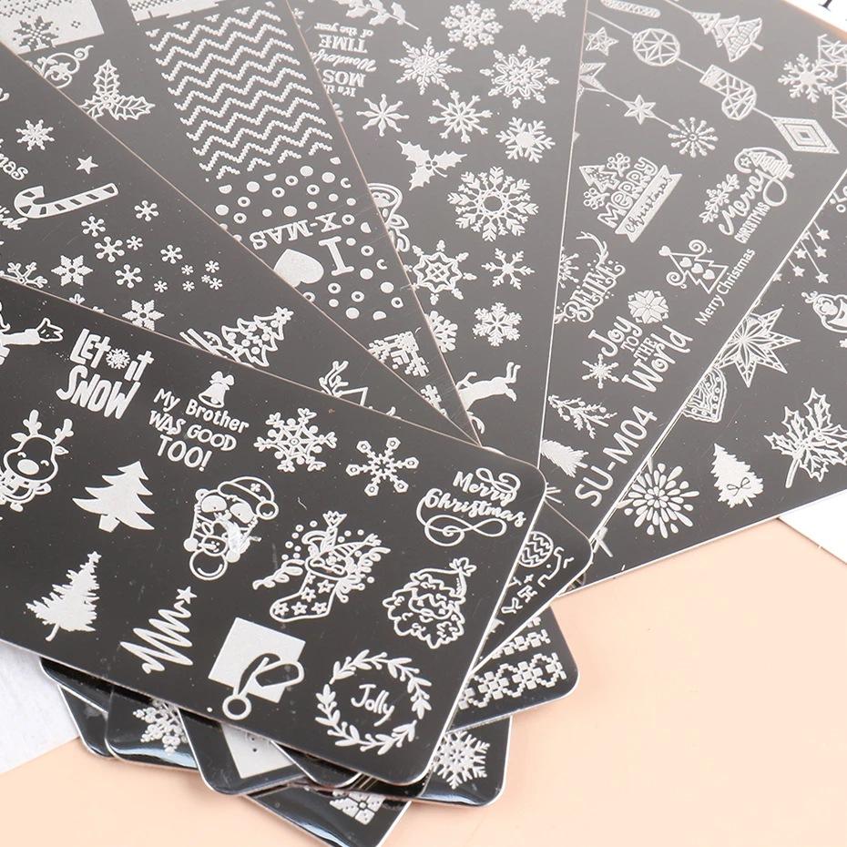 Adesivi Decalcomanie 3D per Unghie Moda Alce Fiocchi di Neve Campane di Natale Decalcomania Accessori per Manicure Fai da Te