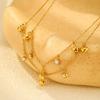 Vnox Stainless Steel Star Heart Chain Necklace For Women Classic Gold Color Zircon Lightweight Charms Jewelry Festival Gifts