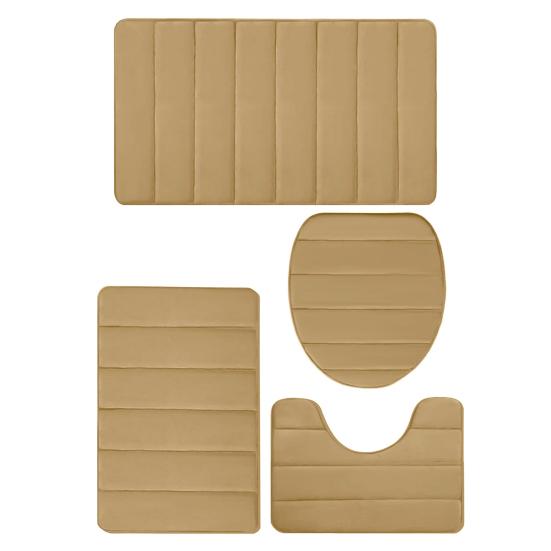 

4 шт./компл. Коврик для ванной из пены с памятью Мягкие коврики для ванной из микрофибры Нескользящий Толстый Туалет верблюд