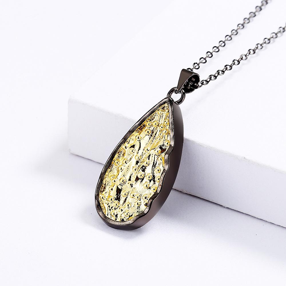 High Quality Drop-Shaped Yellow Pendant Necklace Black Gold Fashion Chain Ladies Cocktail Party Jewelry Gift