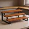 Versatile 3 Layer Wooden Stand With Sturdy Metal Structure Great For Storing Tea Cups Coffee Mugs And Decorative Items