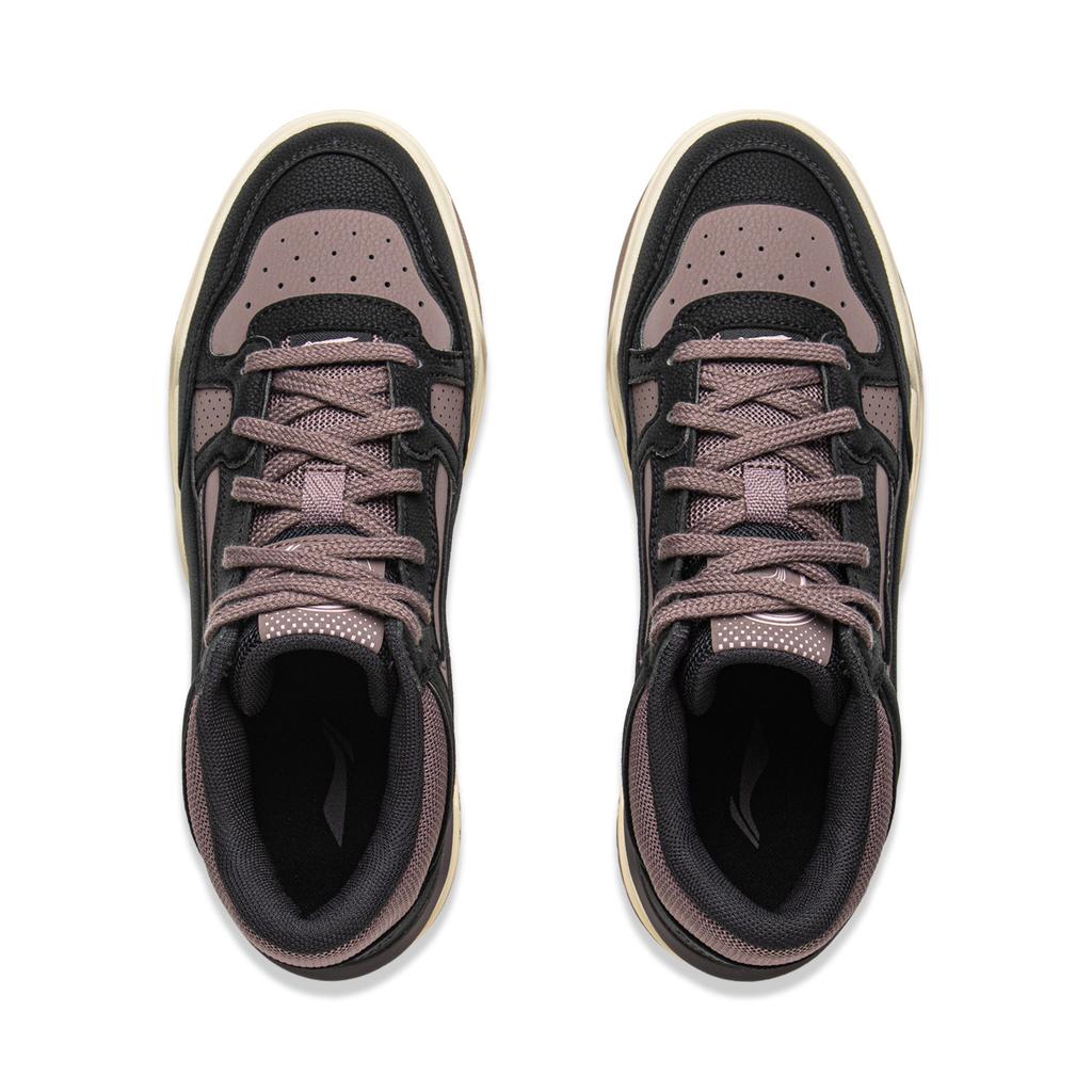 New LINING Moon White 2MID Skateboard Shoes Women's Mid top Black/Sparrow Umber AGCV332-3