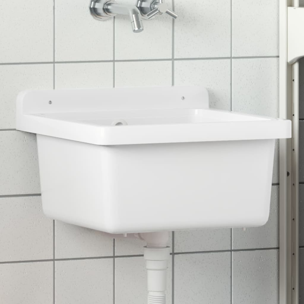 Wall Mounted Sink White 40 X 40 X 24 Cm Resin