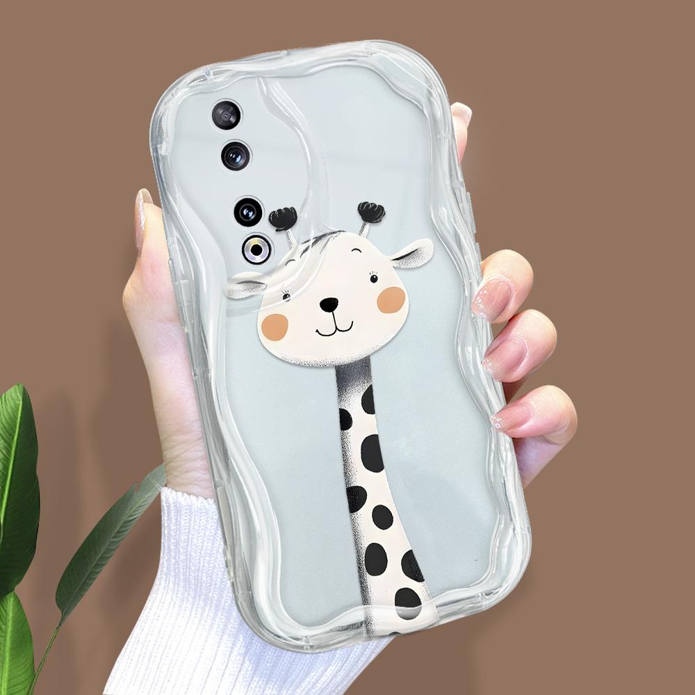Cute Cartoon Pattern Cream Texture Casing Wavy Edge Soft Silicone Cover Phone Case for Huawei Honor Infinix Tecno iPhone