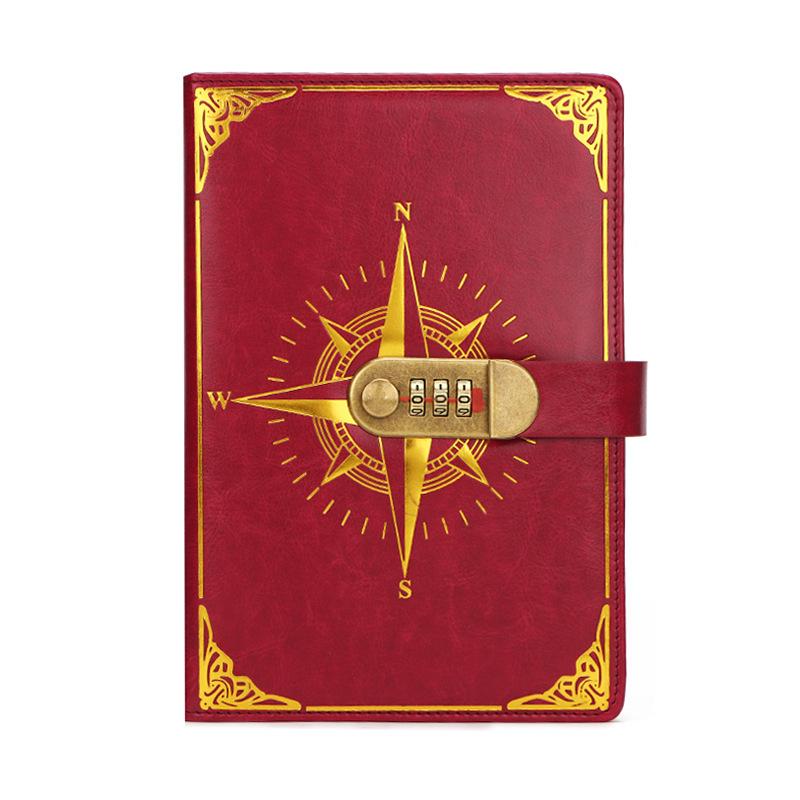 A5 Vintage Lockable Password Notebook - Thick Student Writing Diary