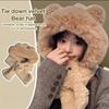 Cute Plush Bear Ear Hat Winter Integrated Cap Scarf Windproof Thickened Beanie Hat Scarf Casual Outdoor Warm Scarf Set