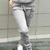 Ladies Hoodie Tracksuit Set Heart Print Thick Warm Breathable Daily Wear Solid Color 2 Pcs