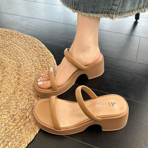 Fashion Beach Shoes Woman's Slippers Platform Slides Fashion On A Wedge Heeled Mules Sabot 2025 Summer Luxury High Shoes Woman 2025 Slip