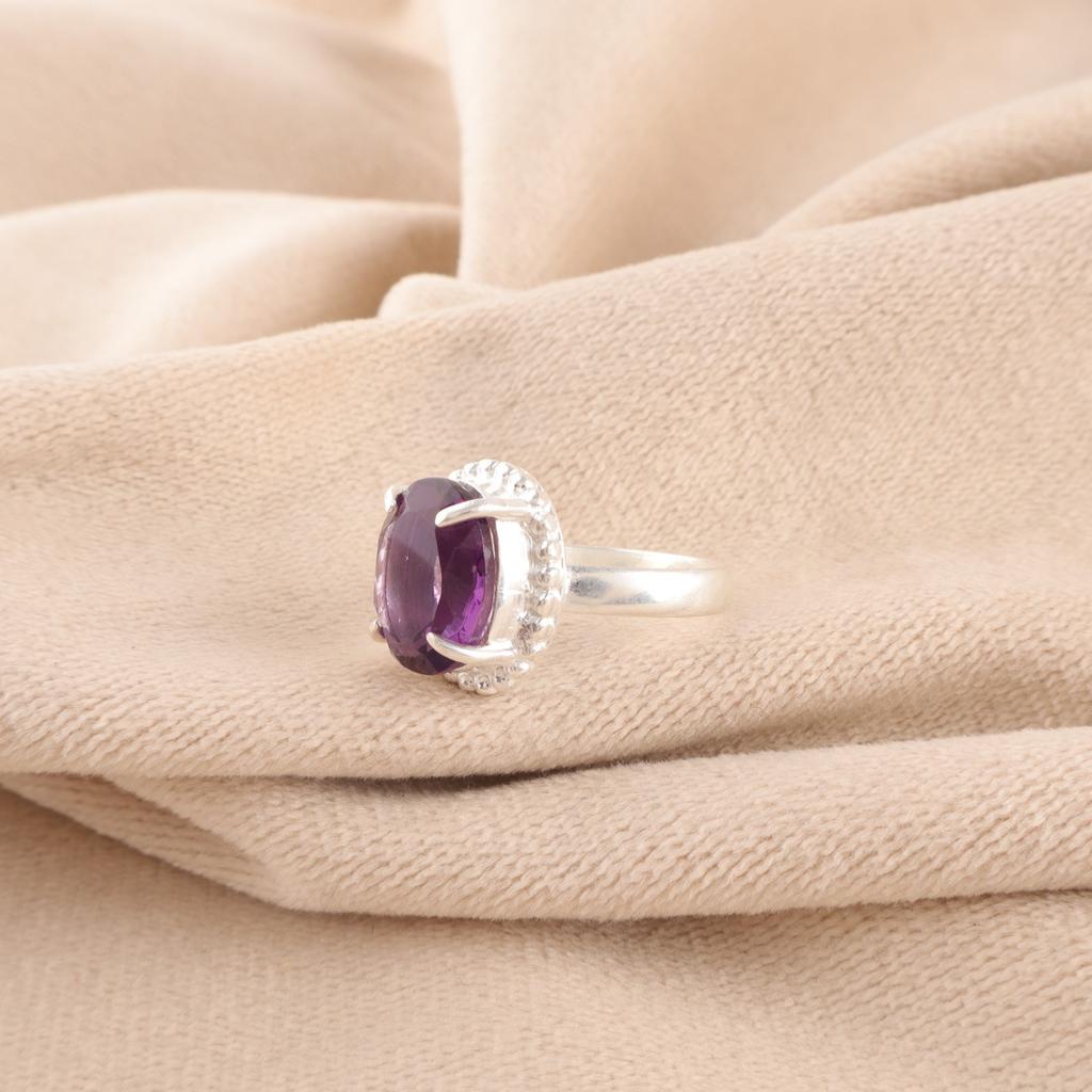 Amethysto Pietra di Nascita di Febbraio Argento 925 Nuovo Cocktail Regalo Figlia Anello Gioielli RR-28-5