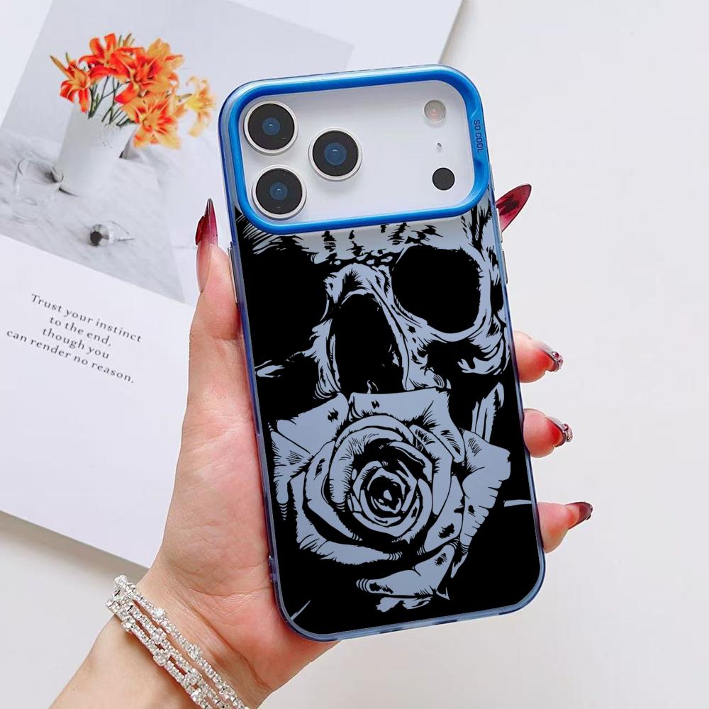 

Крутой чехол для телефона с черепом для iPhone 17 16 15 14 13 12 11 Pro Max Air Матовый Лазерный Аврора Ударопрочный Funda iPhone17 Pro Max