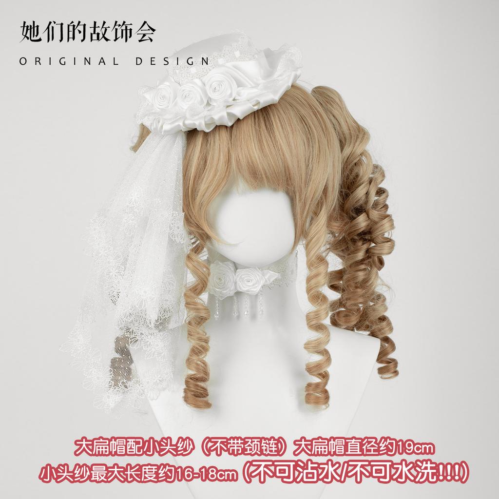 Hairpin Pair Flower Maru Veil Bow Lace White Headband Flat Cap Handmade Small Lolita Hair Accessories