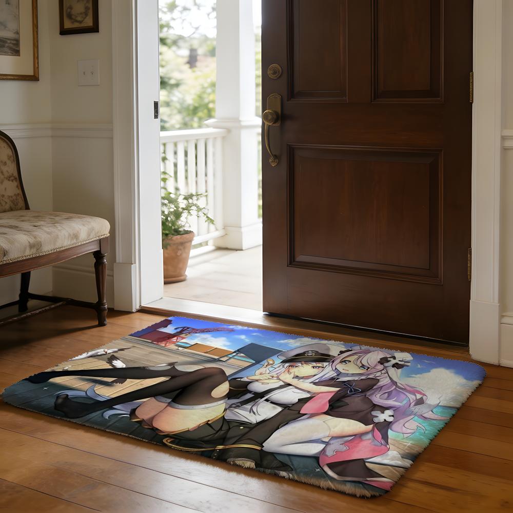 Azur Lane Anime Cartoon Floor Mat Soft Flannel Absorbent Mat Non-Slip Rug Home Bedroom Bathroom
