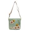 Neue 3D-Sonnenblumen-Stickerei Schultertaschen Mode Blumenstil Jugend Umhängetaschen Verstellbarer Riemen Lässige quadratische Tasche für Damen