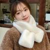 Cross Plush Scarf Winter Women Girls Solid Color Warm Faux Rabbit Fur Scarf Sweet Simple Comfortable Scarf Fashion Accessories
