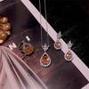 High-End Luxury Women's Pear Drop Diamond Jewelry Set: Haute Couture Ring, Earrings, Necklace