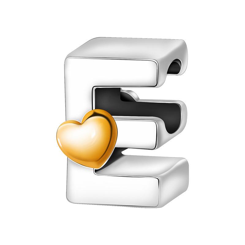 Alphabet Letter A Charm Pendant with Heart Accent for Bracelets Necklaces DIY Jewelry Making Accessories Compatible with Major Brands