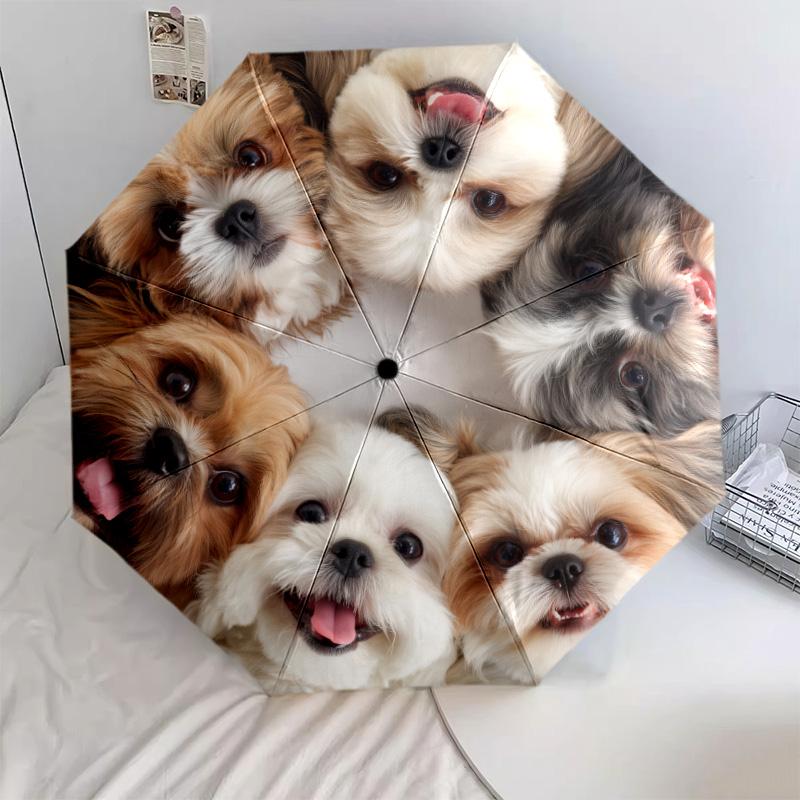A Group of Dogs pattern, automatic folding umbrella, portable and foldable design, 8 ribs, a Christmas or birthday gift.