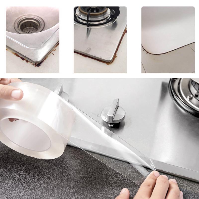 Transparent Waterproof Anti-Mold Tape for Kitchen and Bathroom - Self-Adhesive Moisture-Proof Sealant for Toilets, Walls, and Corners.